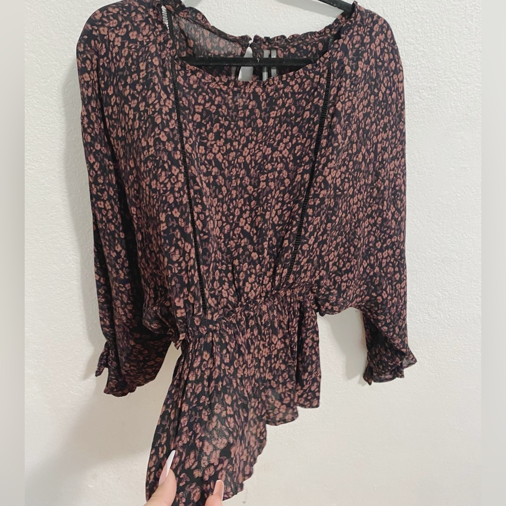 Anthropologie Nichola peplum top billowing sleeves size M - Picture 8 of 9